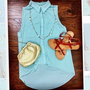 Sans Souci Silver Studded Drop Back Sleeveless Top